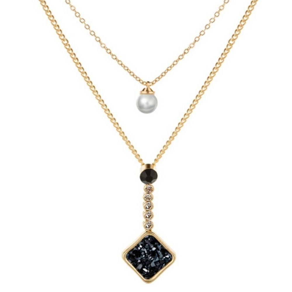 Layered Druzy Necklace - Black